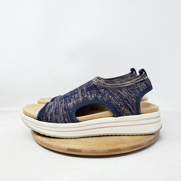 Remonte Sandals Womens 38 Jocelyn 55 Blue Slip On Stretch Knit Platform Shoes - Picture 1 of 14
